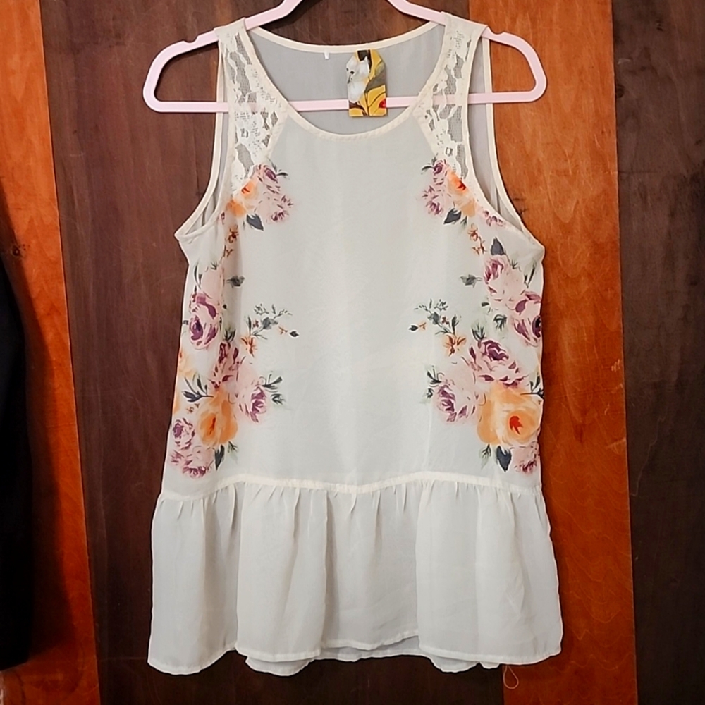 Sheer Floral blouse/tank